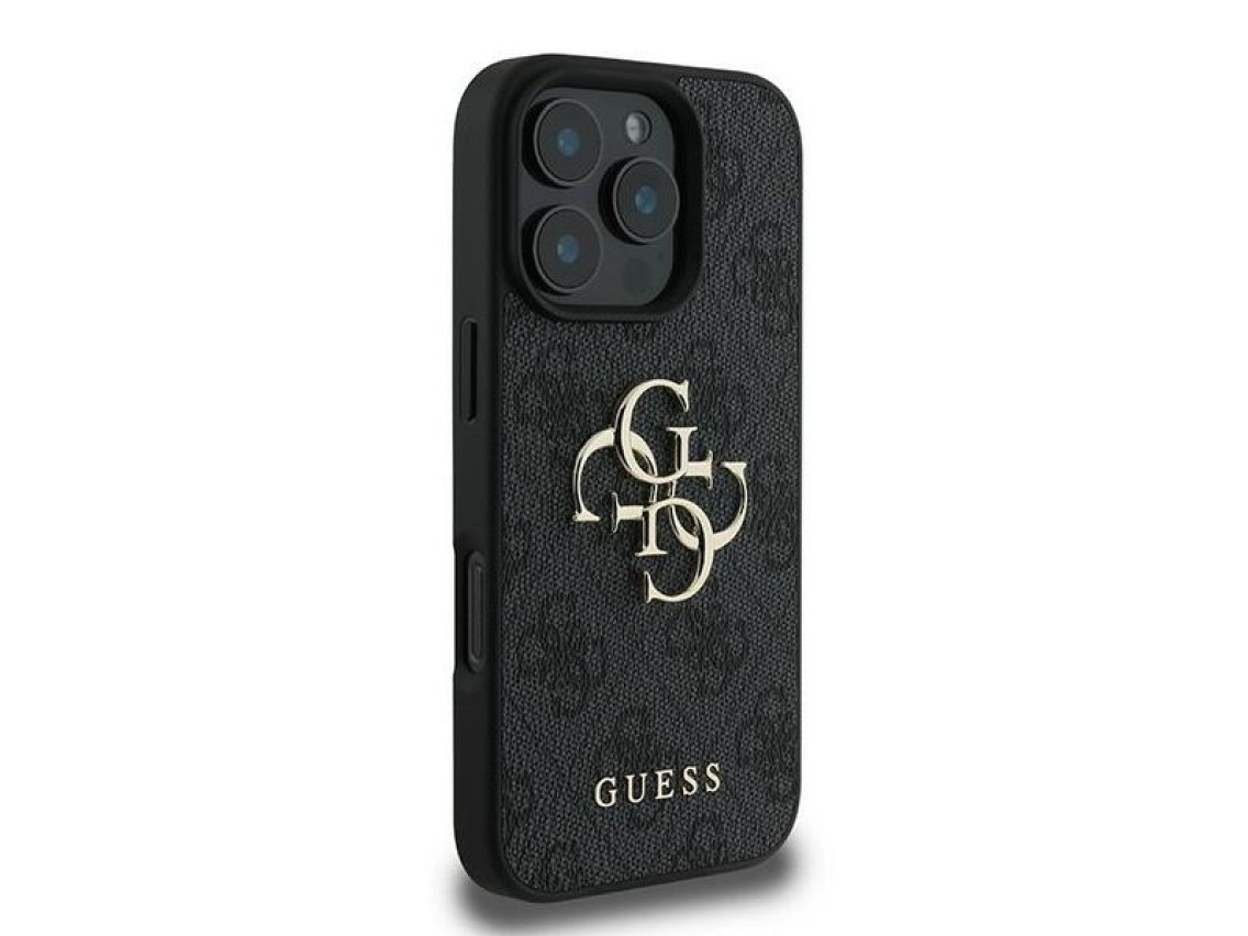 Capa Guess 4G com logo grande para iPhone 16 Pro - Preta