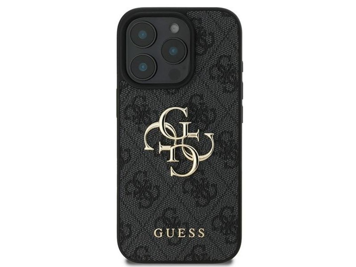 Capa Guess 4G com logo grande para iPhone 16 Pro - Preta