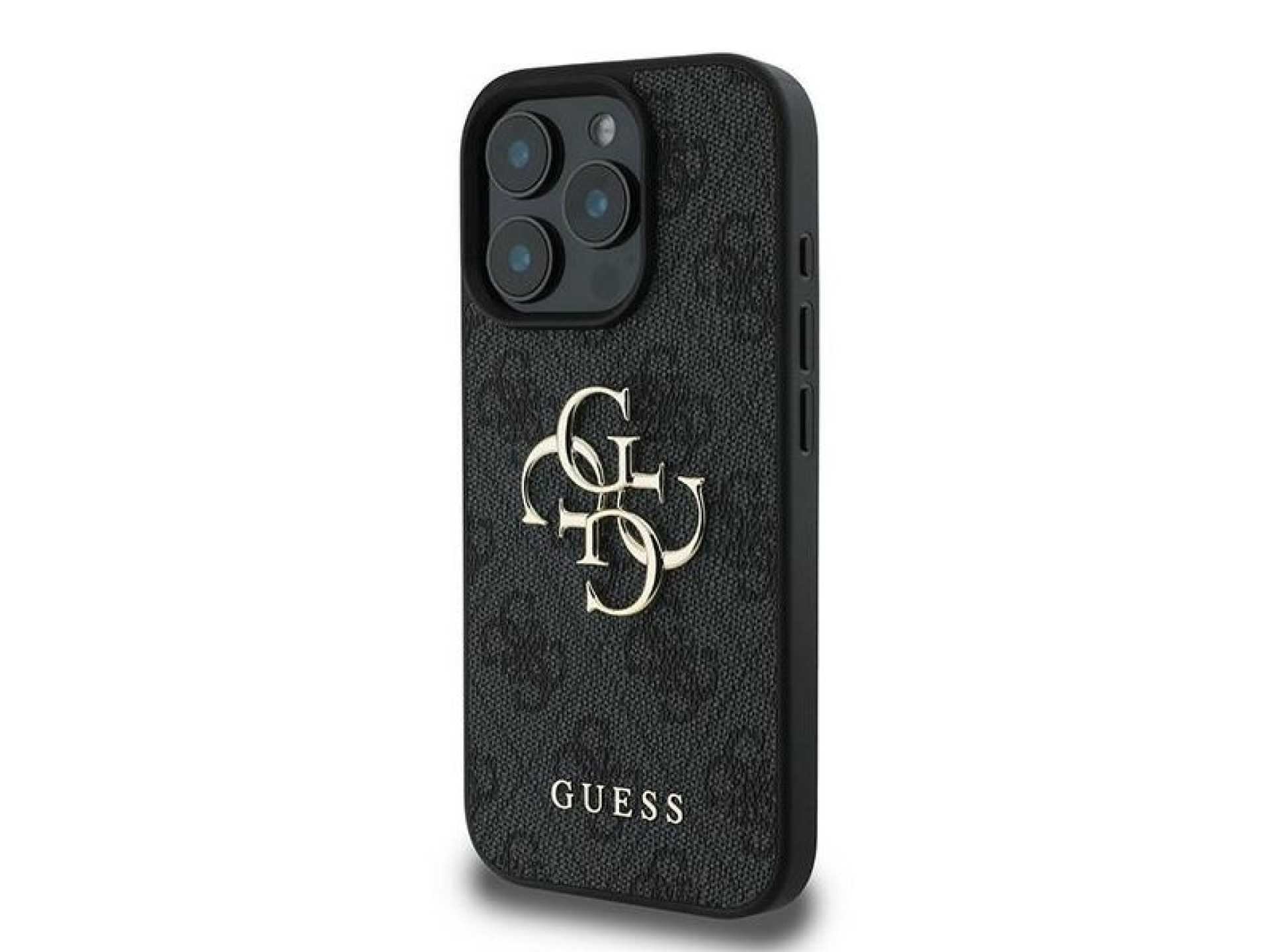 Capa Guess 4G com logo grande para iPhone 16 Pro - Preta