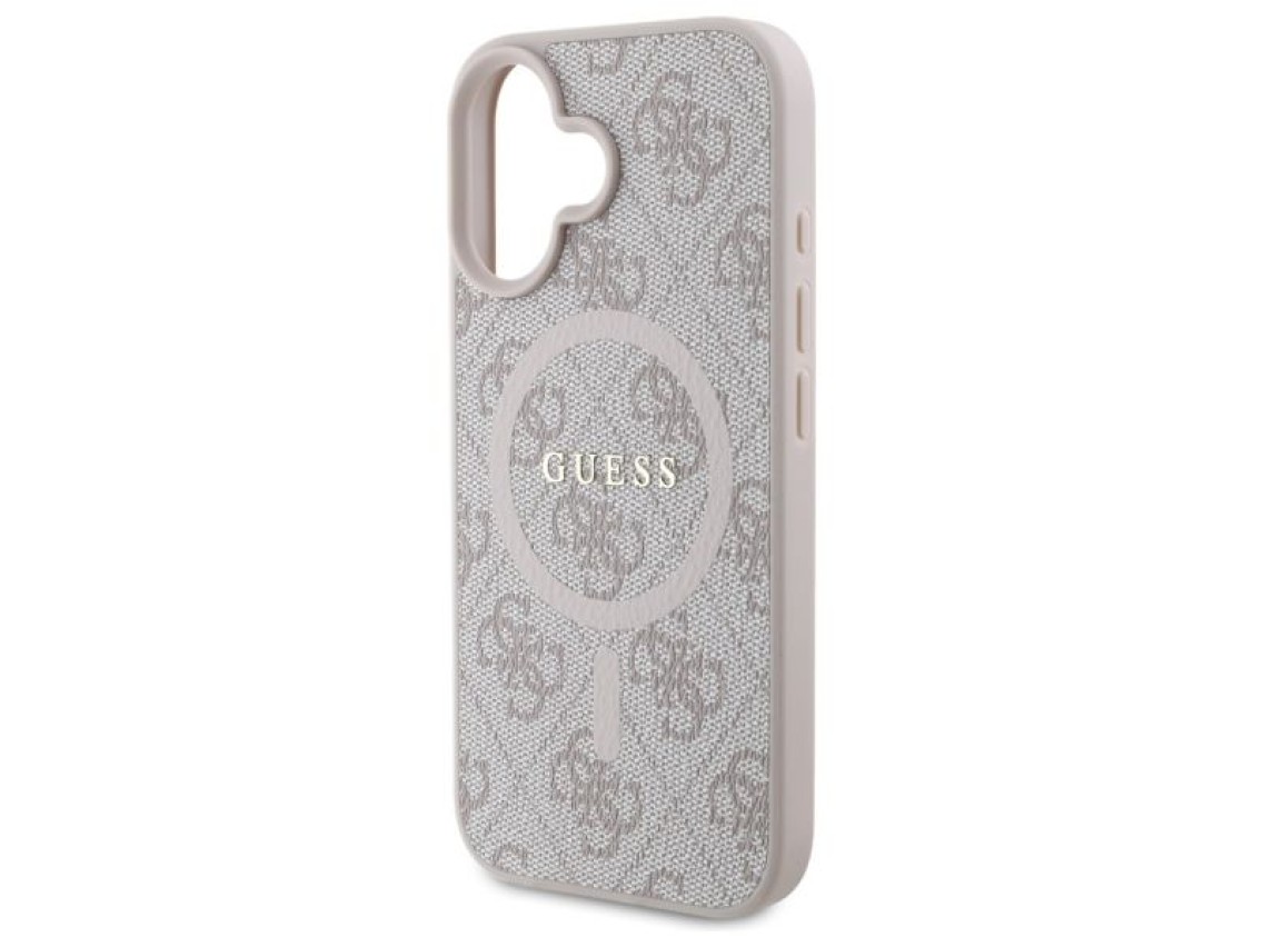 Capa Guess 4G Ring Classic Logo MagSafe para iPhone 16 - Rosa