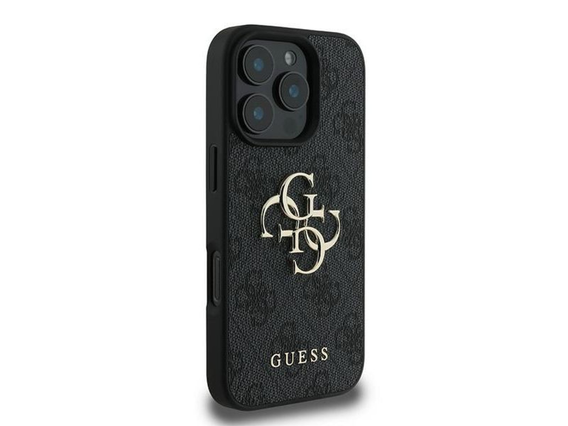 Capa Guess 4G com logo grande para iPhone 16 Pro - Preta