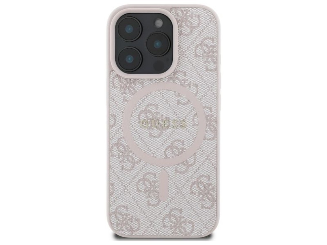 Guess 4G Ring Classic Logo MagSafe Case for iPhone 16 Pro Max - Pink