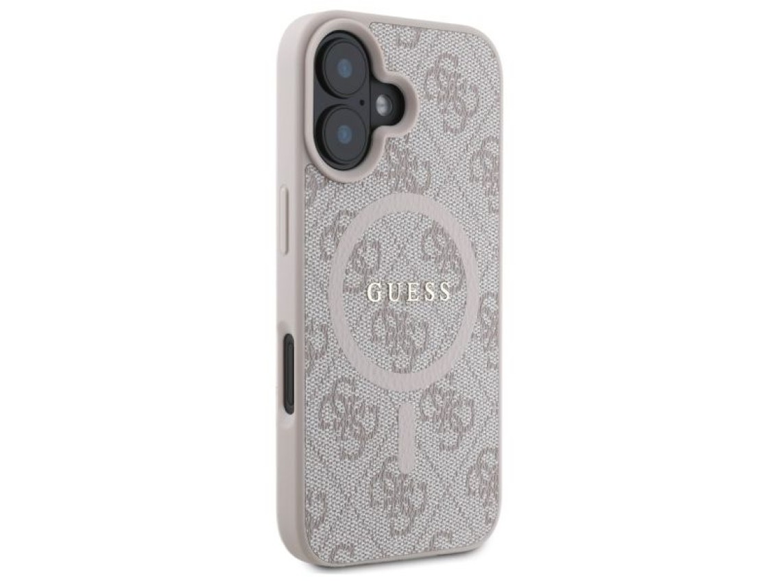 Capa Guess 4G Ring Classic Logo MagSafe para iPhone 16 - Rosa