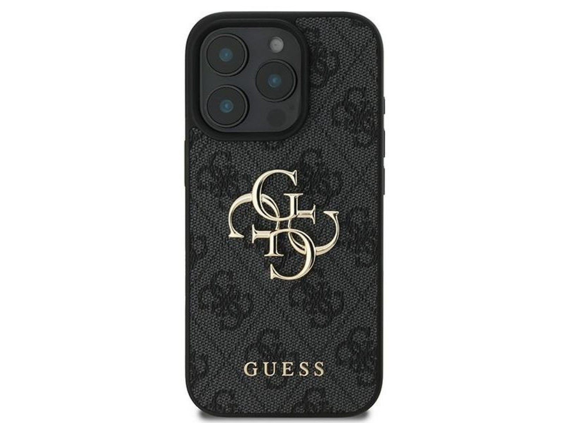 Capa Guess 4G com logo grande para iPhone 16 Pro - Preta