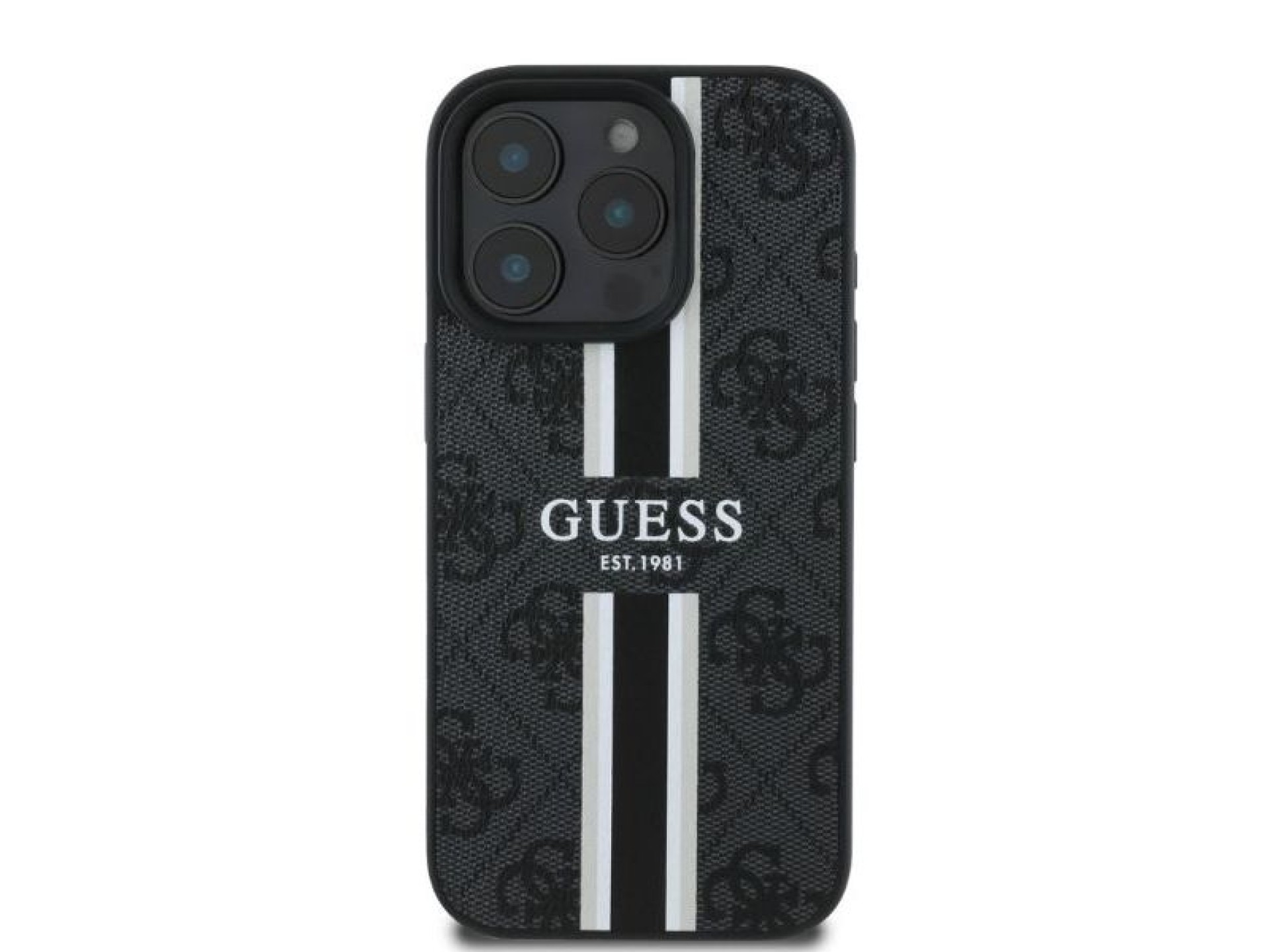 Guess 4G Printed Stripes MagSafe case for iPhone 16 Pro Max - black