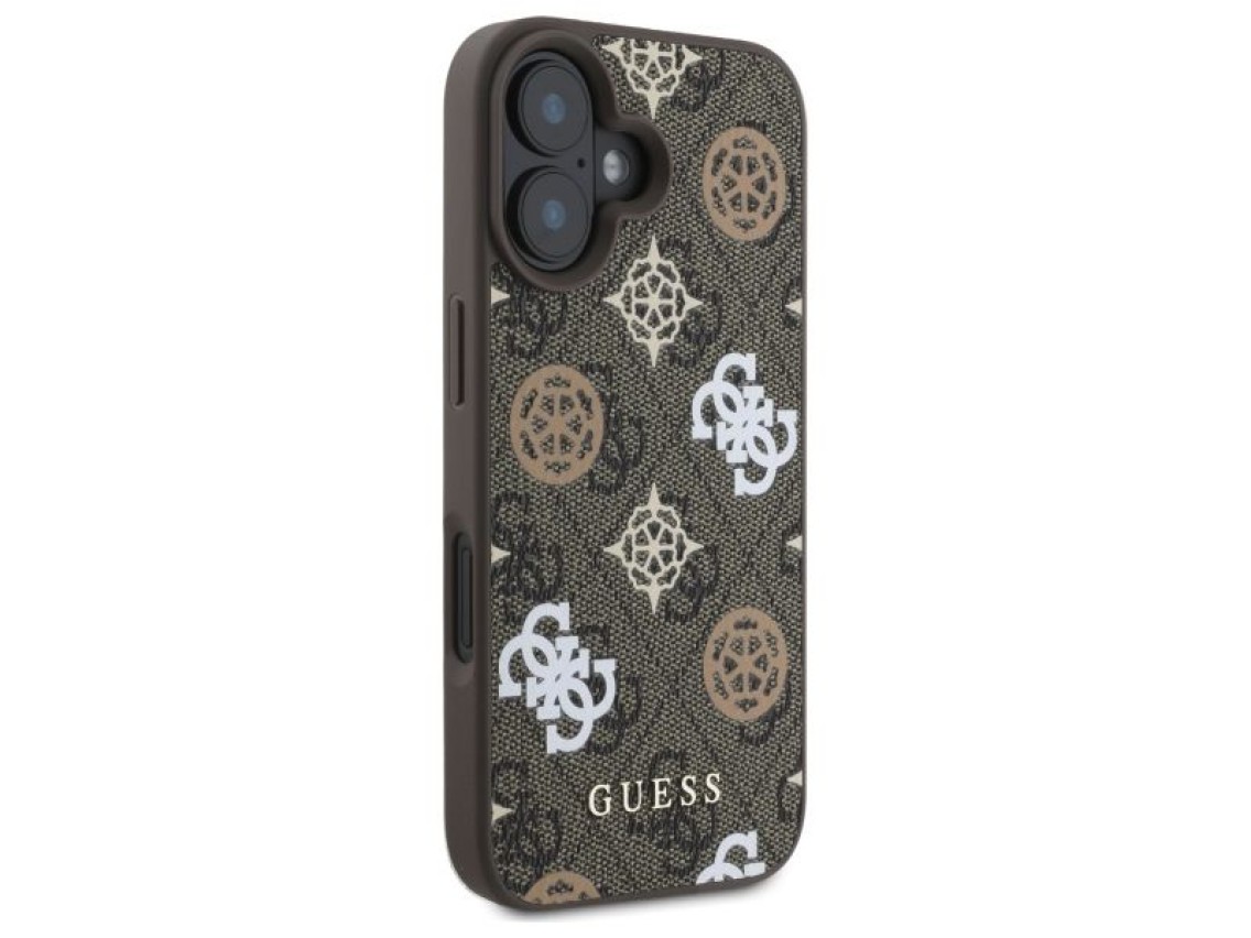 Guess 4G Printed Stripes MagSafe iPhone 16 Case - Brown