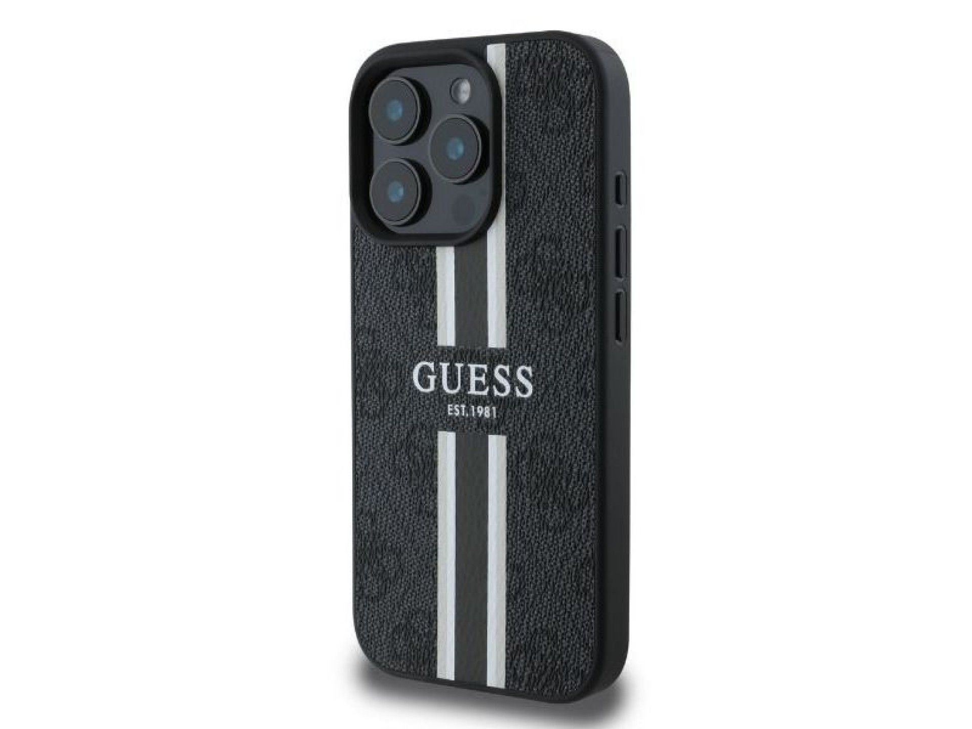 Guess 4G Printed Stripes MagSafe case for iPhone 16 Pro Max - black