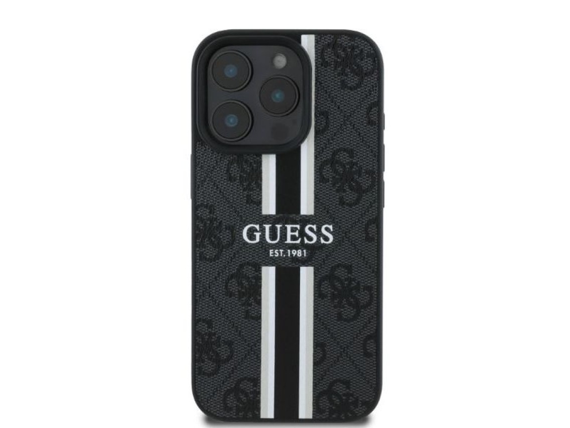 Guess 4G Printed Stripes MagSafe case for iPhone 16 Pro Max - black