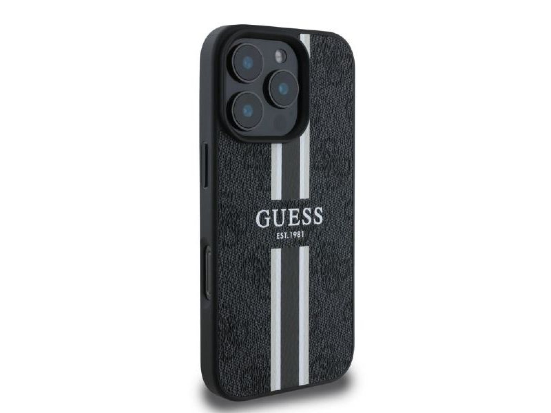 Guess 4G Printed Stripes MagSafe case for iPhone 16 Pro Max - black