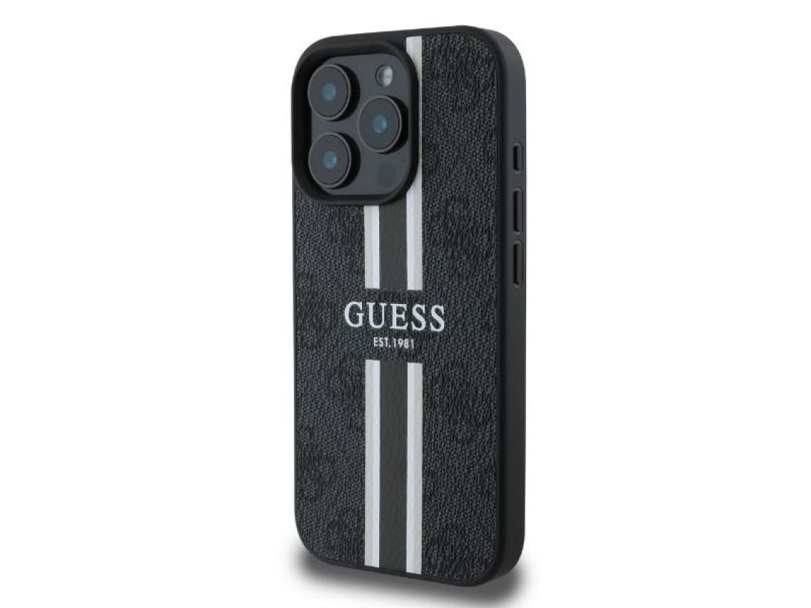 Guess 4G Printed Stripes MagSafe case for iPhone 16 Pro Max - black