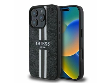 Guess 4G Printed Stripes MagSafe case for iPhone 16 Pro Max - black Guess 4G Printed Stripes MagSafe case for iPhone 16 Pro Max - black