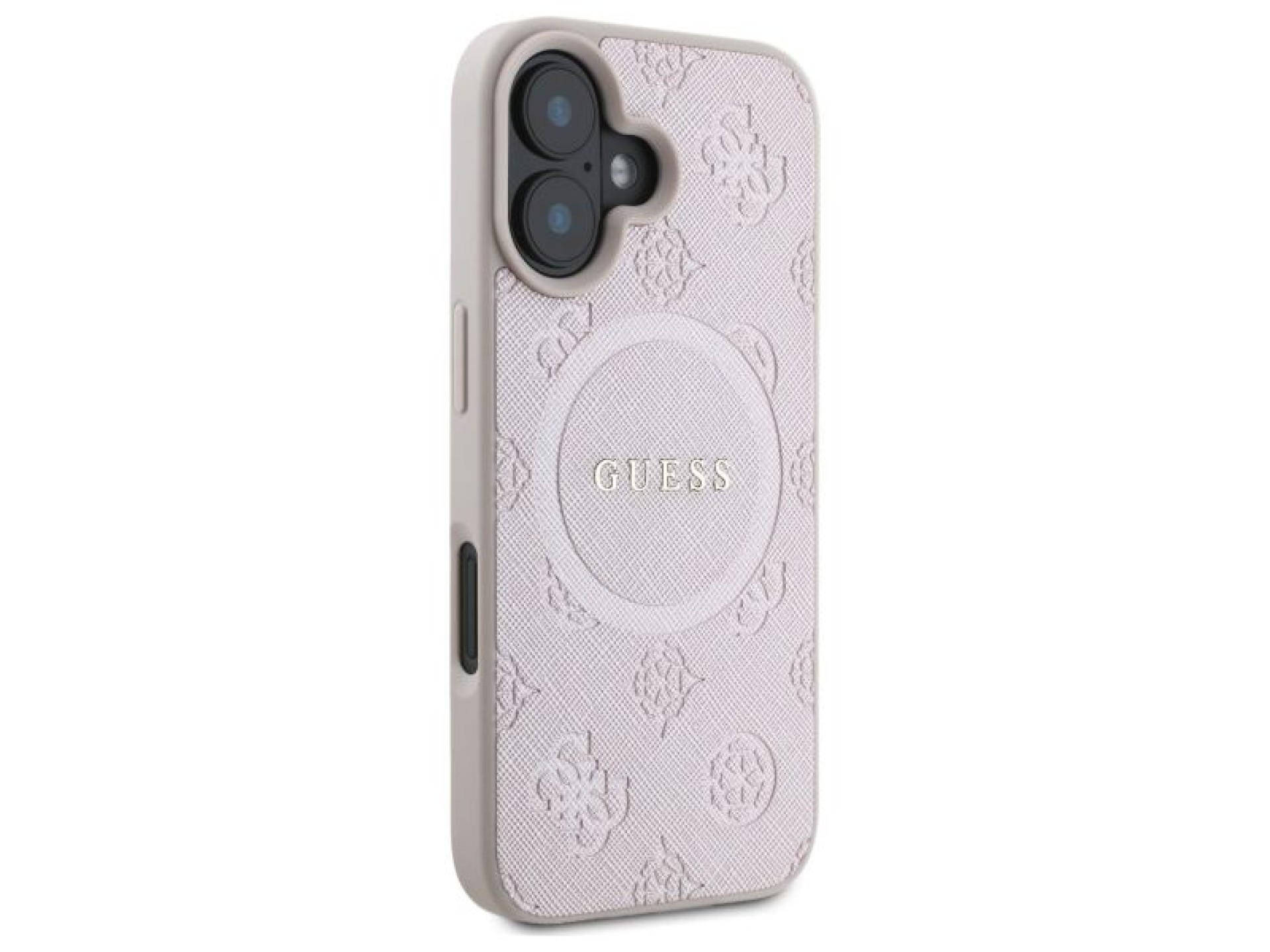 Guess Saffiano Peony Classic Logo MagSafe iPhone 16 Case - Pink
