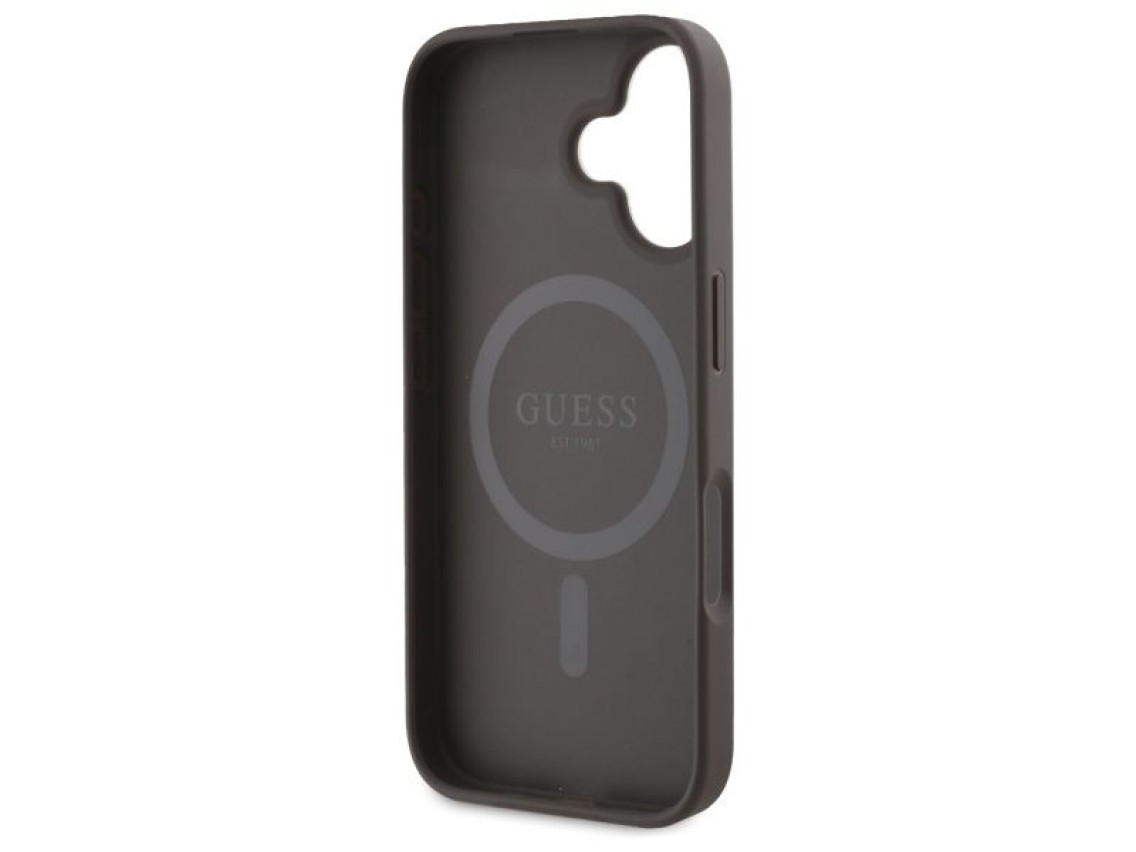 Guess Peony Script MagSafe iPhone 16 Case - Brown
