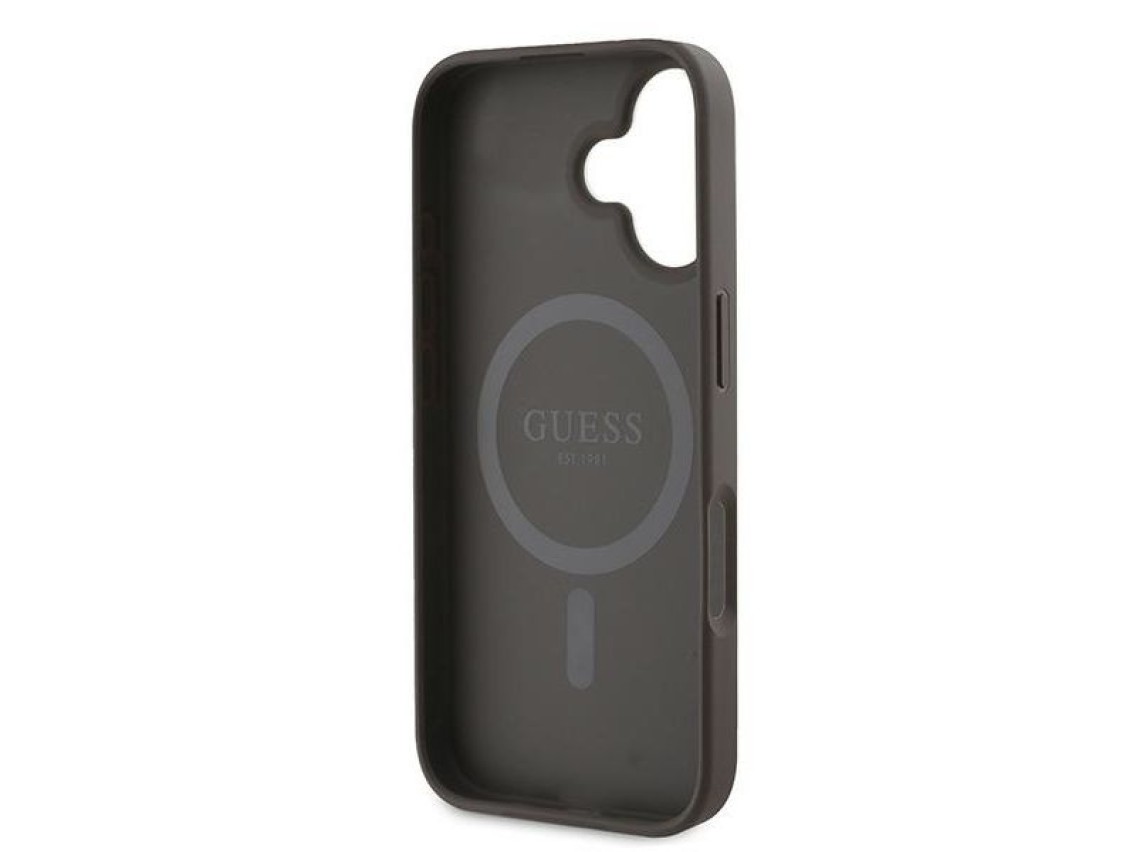 Funda Guess 4G con estampado de rayas y MagSafe para iPhone 16 Plus - Marr�n