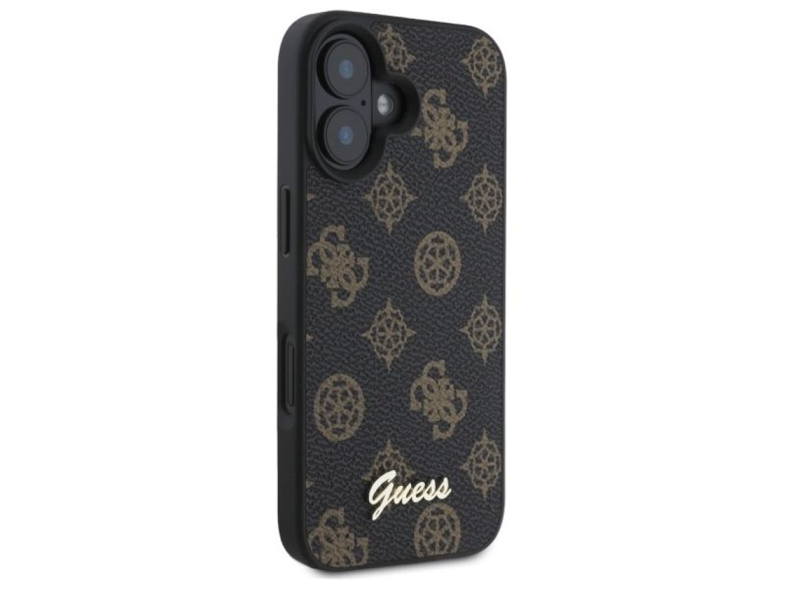 Guess Peony Script MagSafe iPhone 16 Case - Black