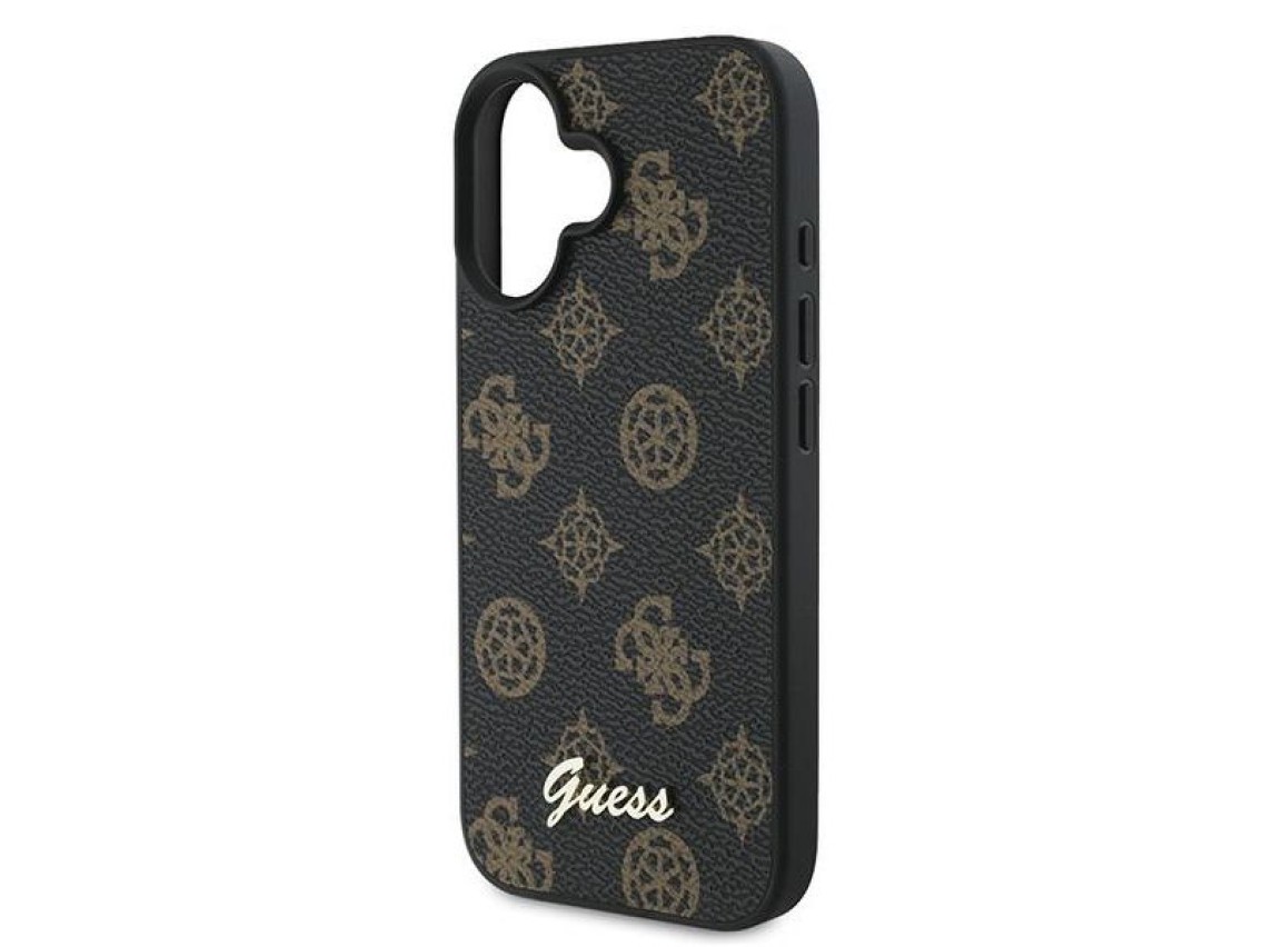 Capa Guess Peony Script MagSafe para iPhone 16 Plus - Preta