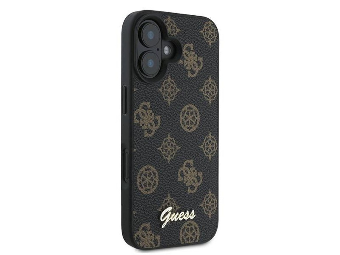 Capa Guess Peony Script MagSafe para iPhone 16 Plus - Preta