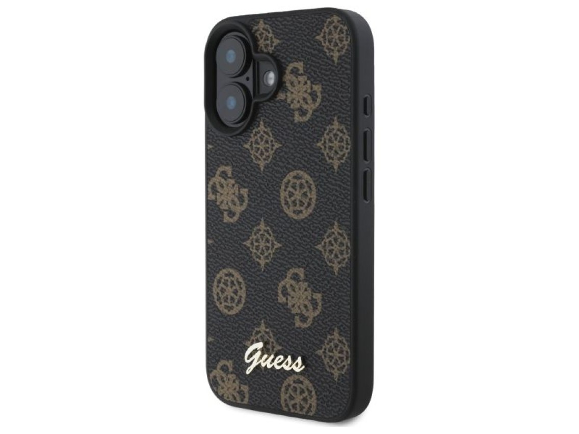 Guess Peony Script MagSafe iPhone 16 Case - Black