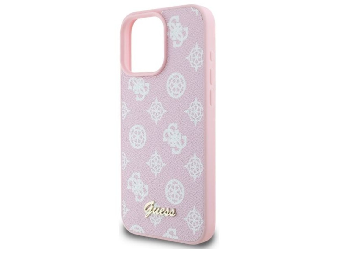 Capa Guess Peony Script MagSafe para iPhone 16 Pro Max - Rosa