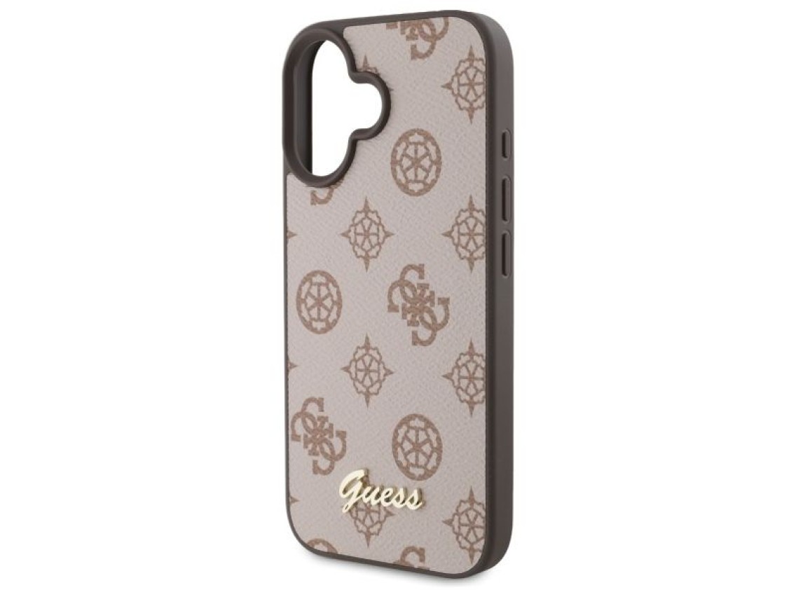 Guess Peony Script MagSafe iPhone 16 Case - Brown