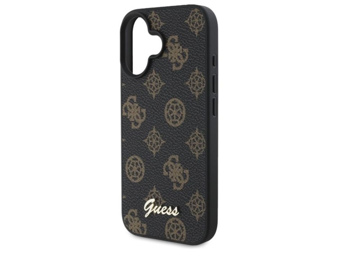 Guess Peony Script MagSafe iPhone 16 Case - Black