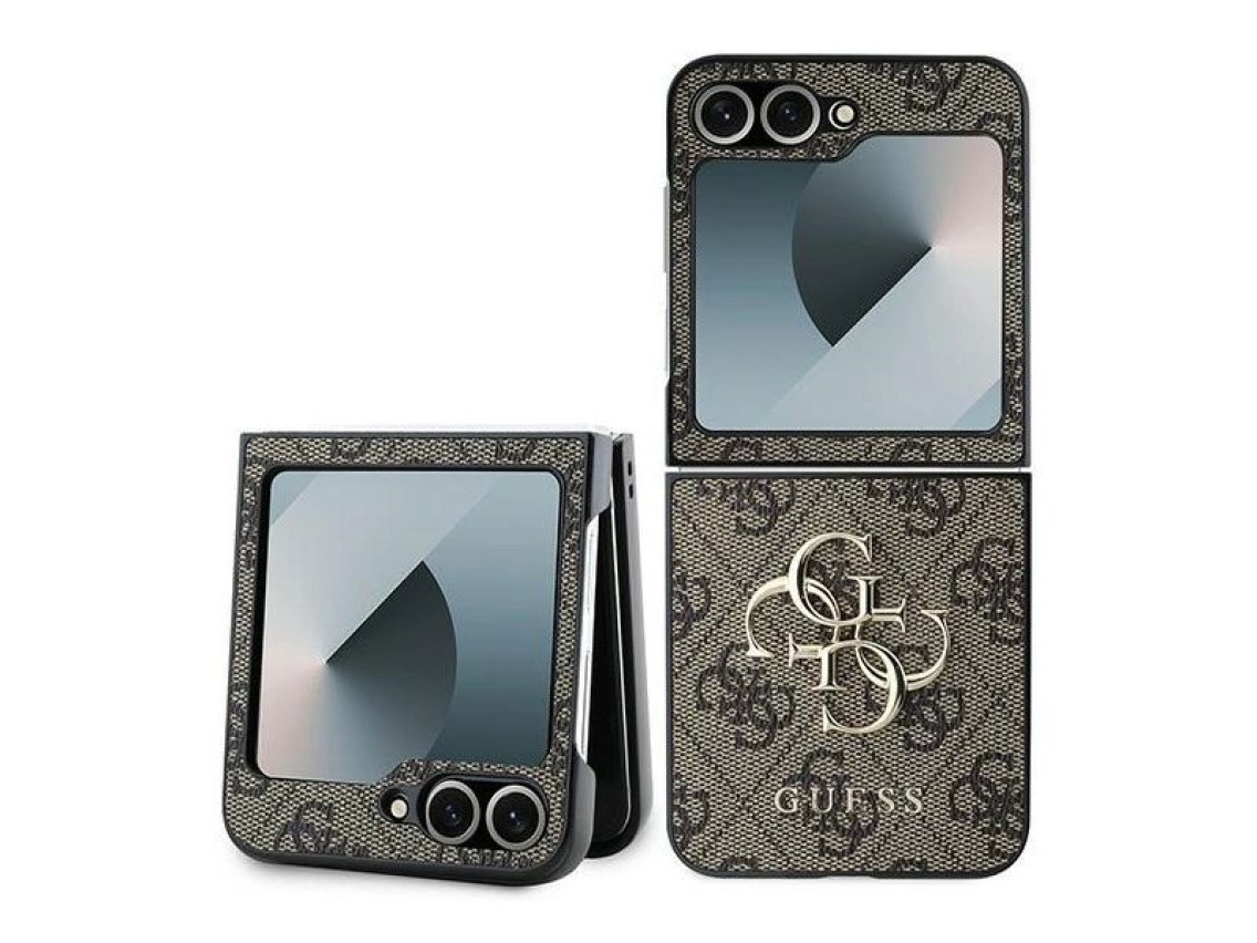 Capa Guess em couro com logo metálico 4G para Samsung Galaxy Z Flip 6 - Marrom