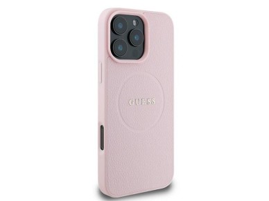 Funda Guess MagSafe con anillo dorado granulado para iPhone 15 Pro Max - Rosa Funda Guess MagSafe con anillo dorado granulado para iPhone 15 Pro Max - Rosa