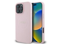 Funda Guess MagSafe con anillo dorado granulado para iPhone 15 Pro Max - Rosa Funda Guess MagSafe con anillo dorado granulado para iPhone 15 Pro Max - Rosa
