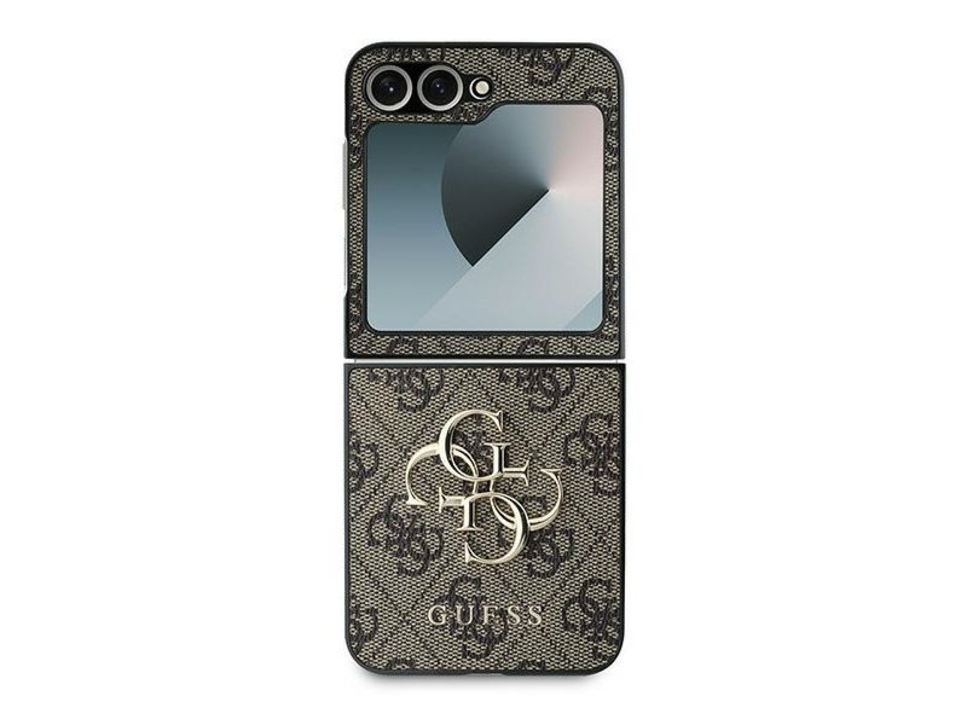 Capa Guess em couro com logo metálico 4G para Samsung Galaxy Z Flip 6 - Marrom