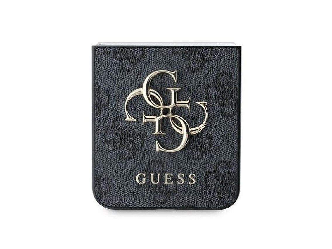 Capa Guess em couro com logo metálico 4G para Samsung Galaxy Z Flip 6 - Preta
