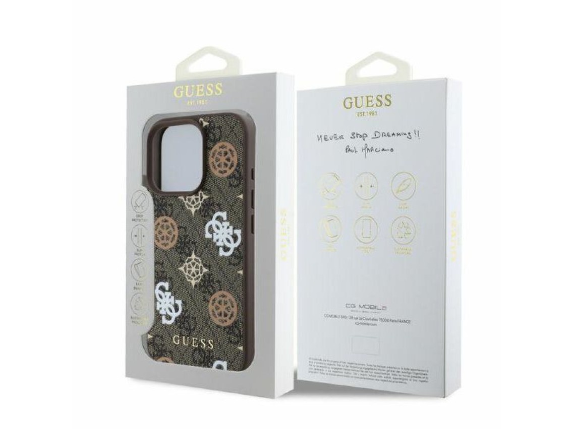 Funda MagSafe Guess Peony On 4G Background para iPhone 16 Pro - marr�n
