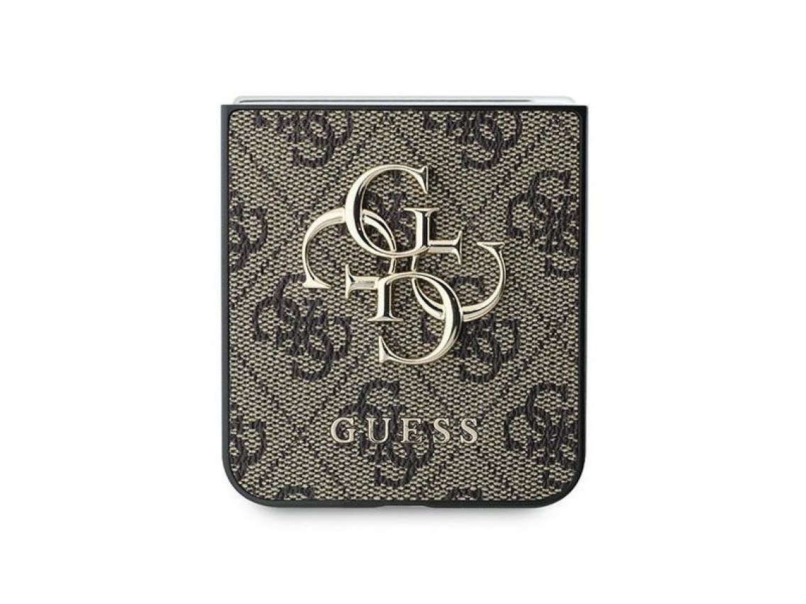 Capa Guess em couro com logo metálico 4G para Samsung Galaxy Z Flip 6 - Marrom