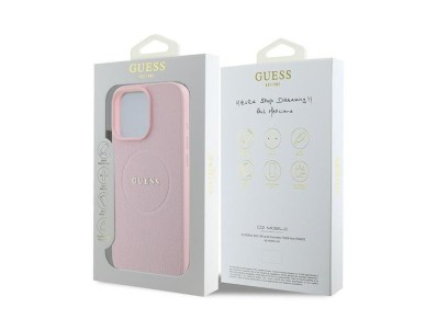 Funda Guess MagSafe con anillo dorado granulado para iPhone 15 Pro Max - Rosa Funda Guess MagSafe con anillo dorado granulado para iPhone 15 Pro Max - Rosa