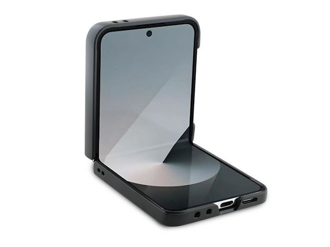 Capa Guess em couro com logo metálico 4G para Samsung Galaxy Z Flip 6 - Preta