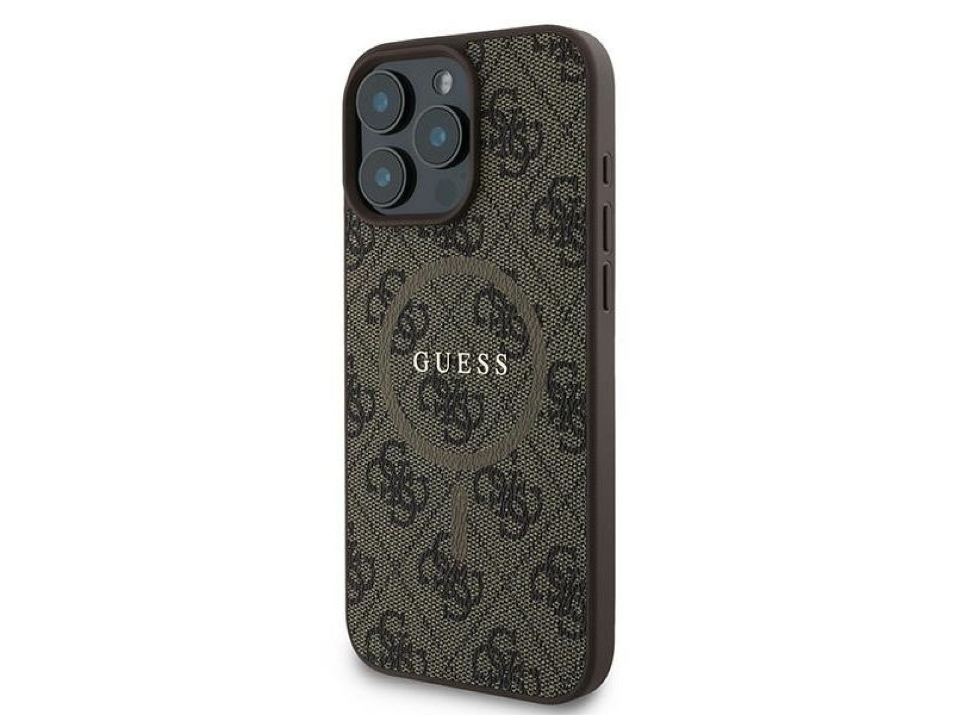 Capa Guess 4G Ring Classic Logo MagSafe para iPhone 16 Pro - Marrom