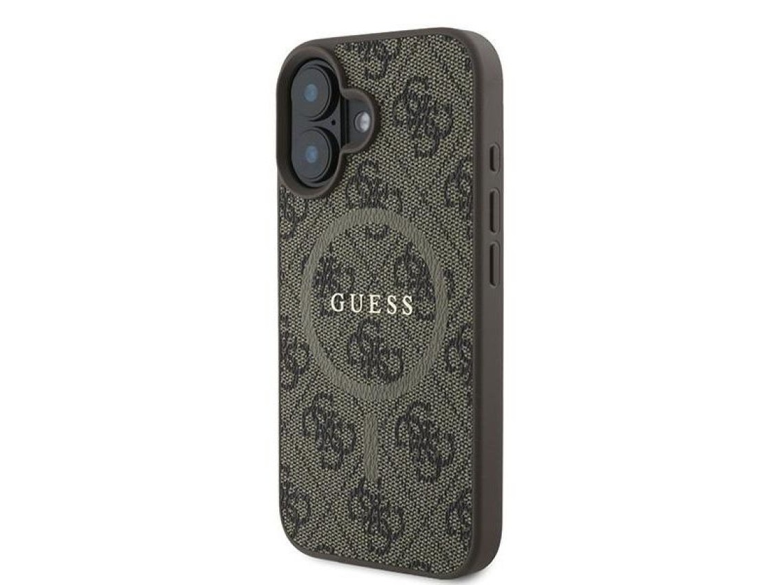 Capa Guess 4G Ring Classic Logo MagSafe para iPhone 16 Plus - Marrom