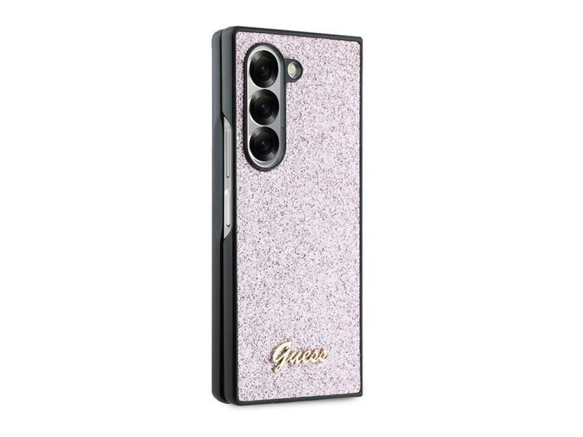 Capa Guess 4G com Glitter e Letras para Samsung Galaxy Z Fold 6 - Rosa