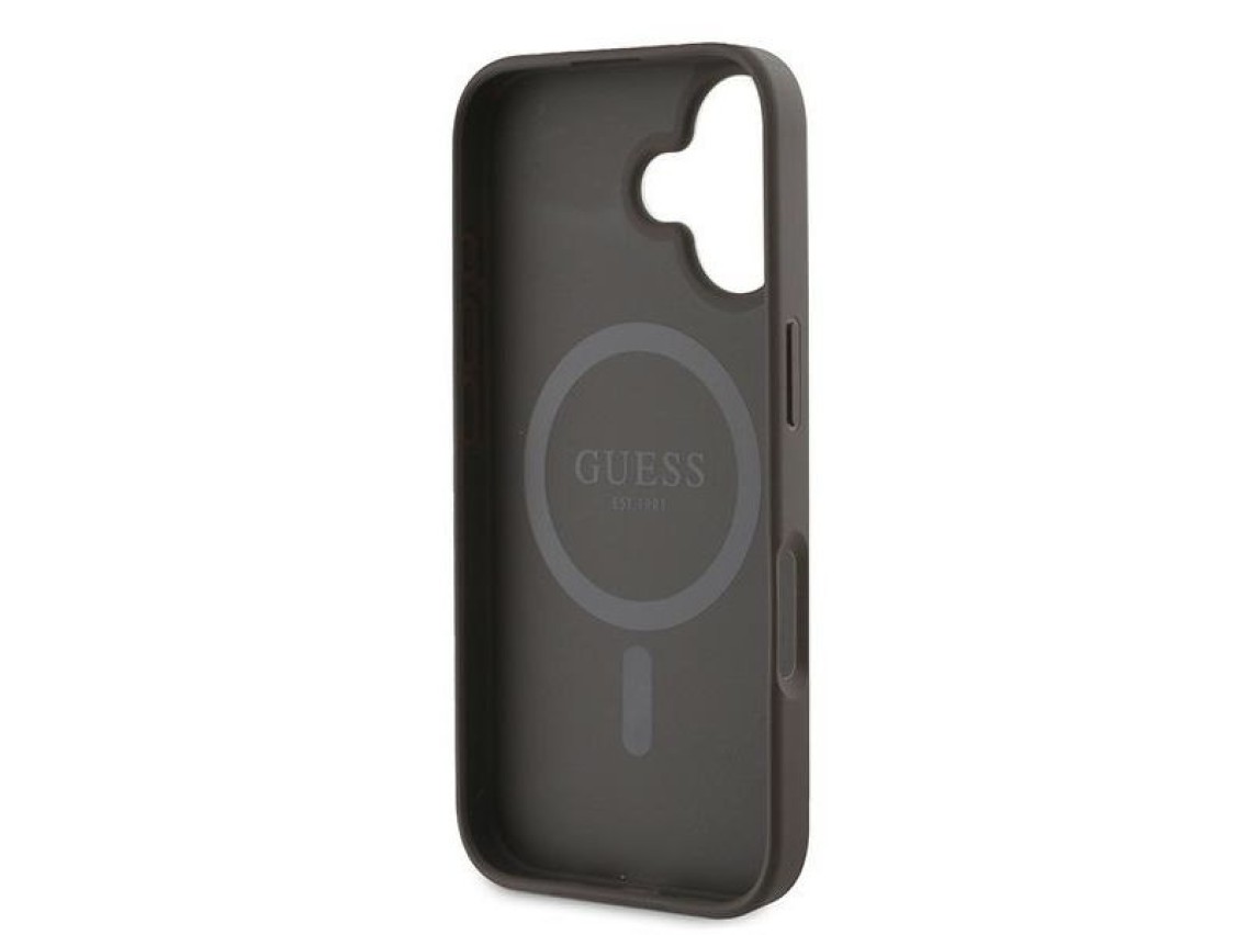 Capa Guess 4G Ring Classic Logo MagSafe para iPhone 16 Plus - Marrom