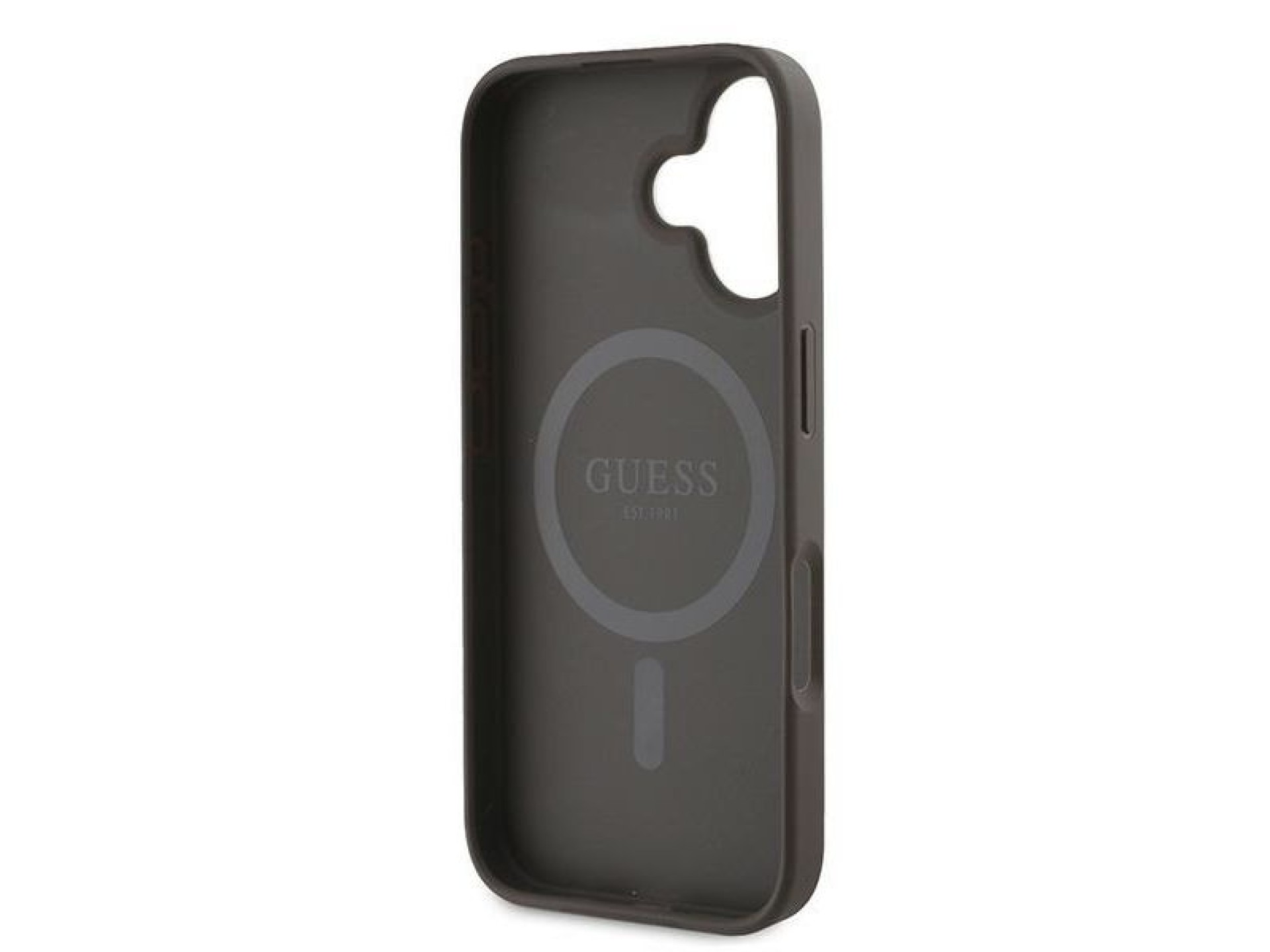 Capa Guess 4G Ring Classic Logo MagSafe para iPhone 16 Plus - Marrom