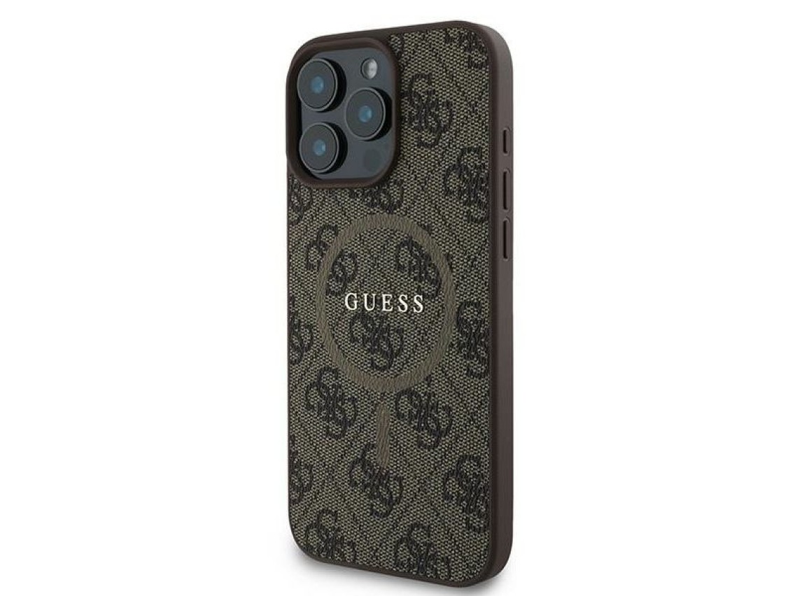 Capa Guess 4G Ring Classic Logo MagSafe para iPhone 16 Pro - Marrom