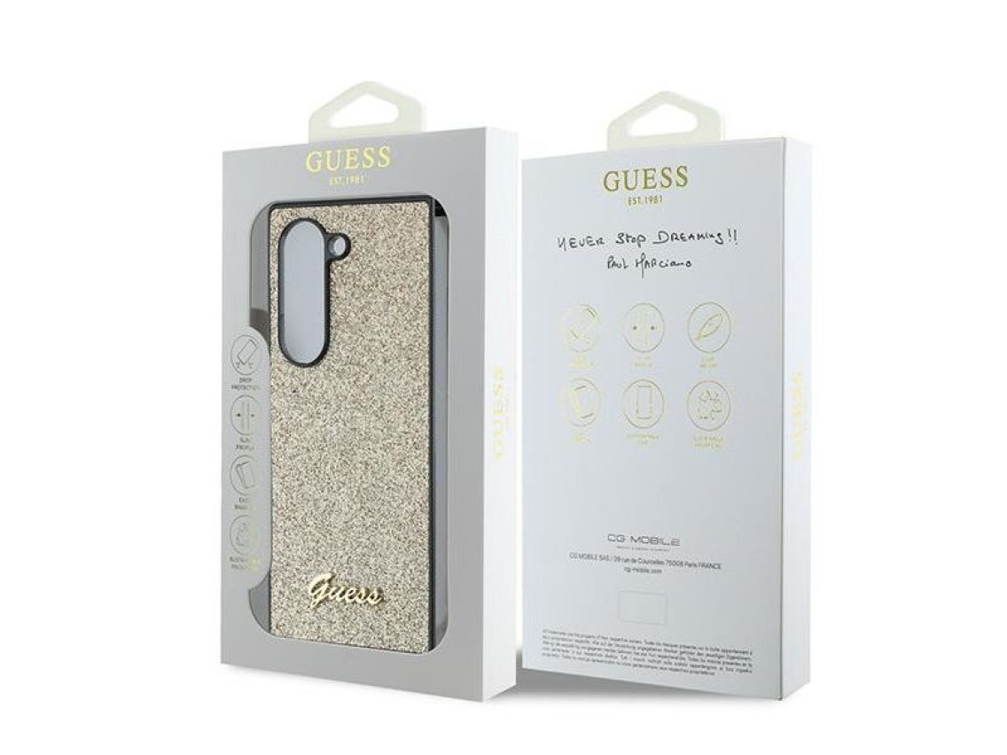 Guess 4G Glitter Script Case for Samsung Galaxy Z Fold 6 - Gold