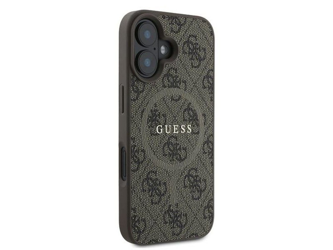 Capa Guess 4G Ring Classic Logo MagSafe para iPhone 16 Plus - Marrom