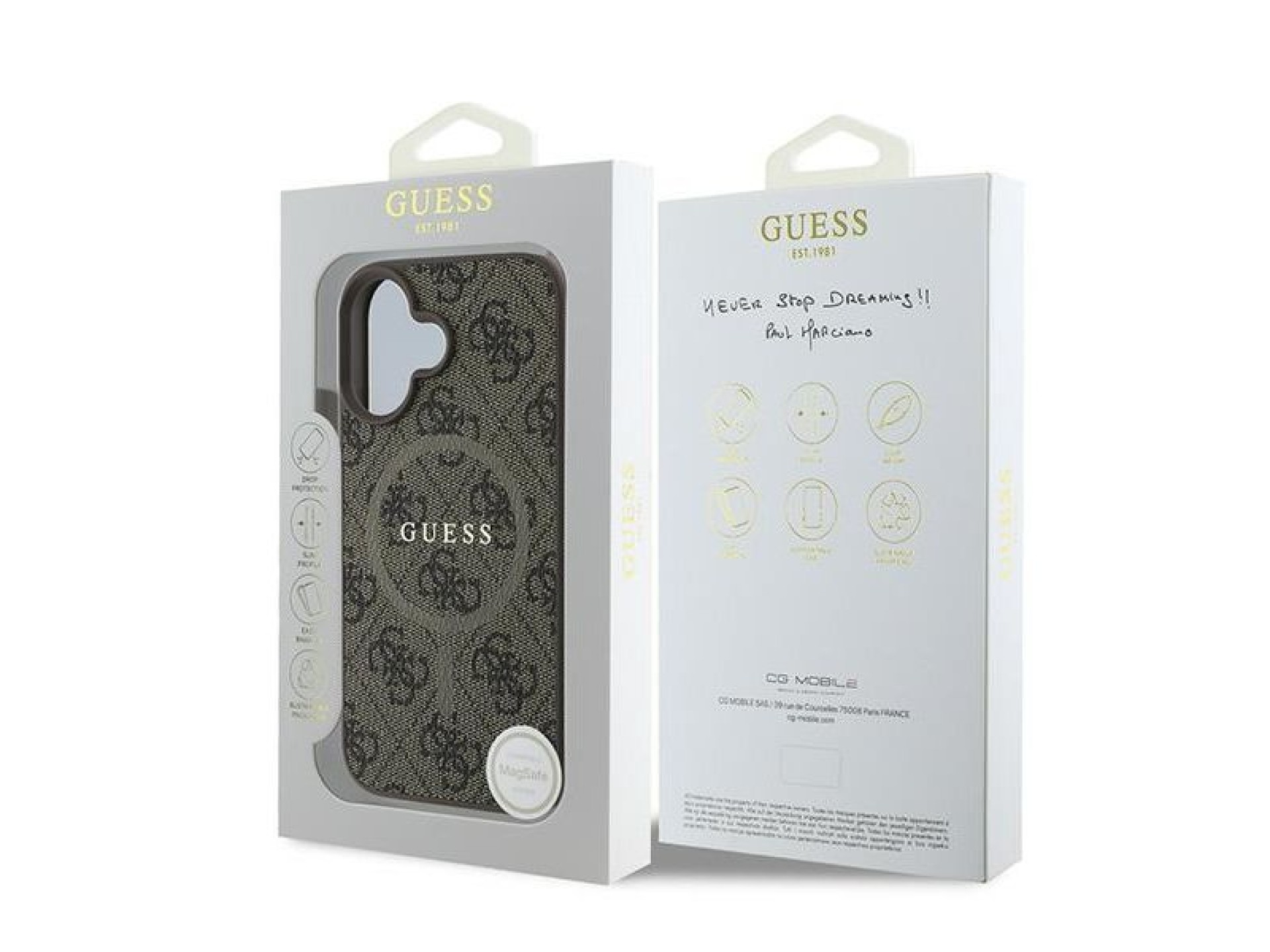 Capa Guess 4G Ring Classic Logo MagSafe para iPhone 16 Plus - Marrom