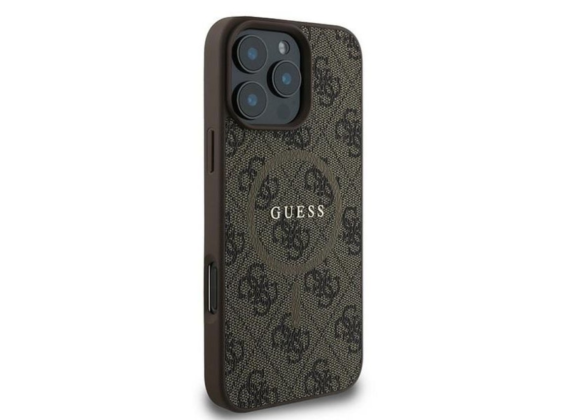 Capa Guess 4G Ring Classic Logo MagSafe para iPhone 16 Pro - Marrom