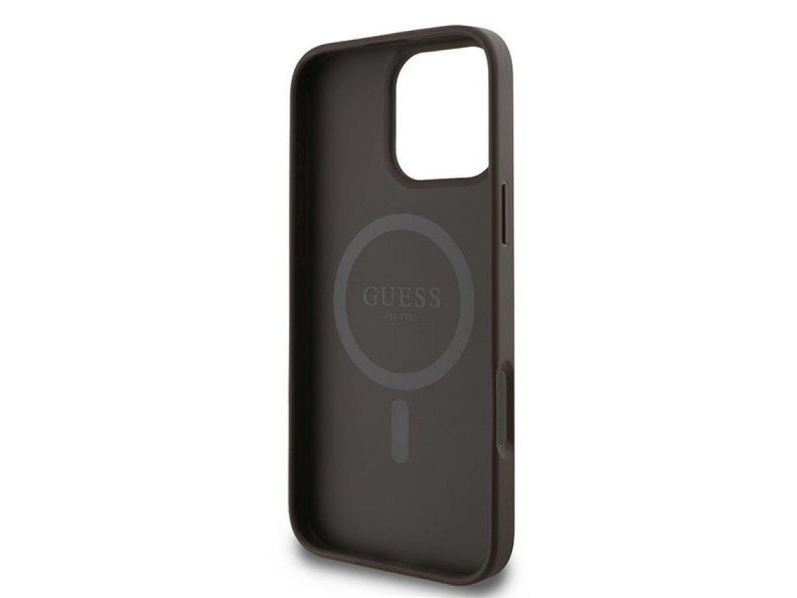 Capa Guess 4G Ring Classic Logo MagSafe para iPhone 16 Pro - Marrom