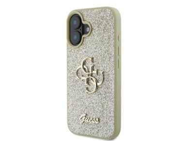 Capa Guess Fixed Glitter Big 4G para iPhone 16 Plus - Dourada Capa Guess Fixed Glitter Big 4G para iPhone 16 Plus - Dourada