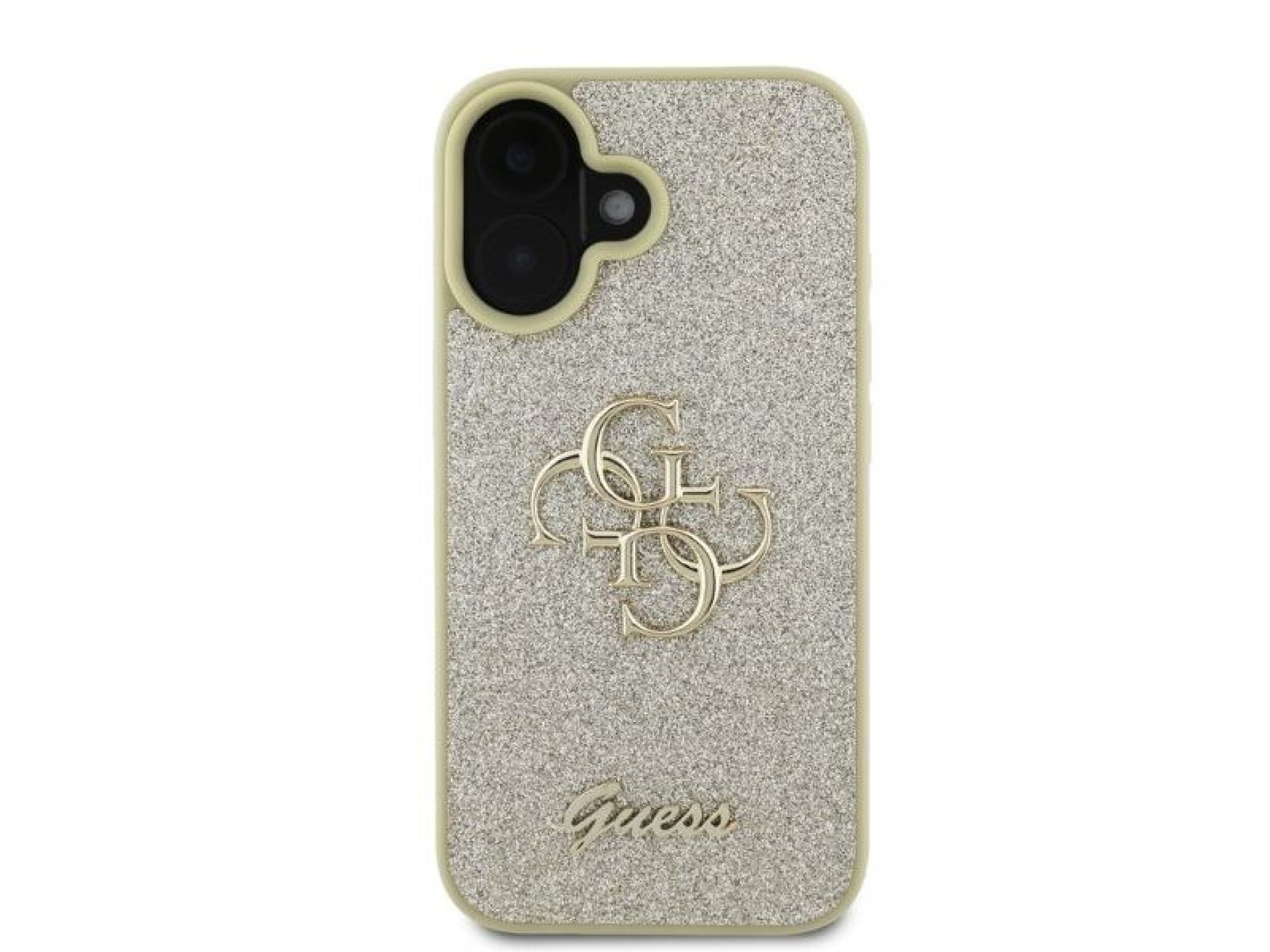 Capa Guess Fixed Glitter Big 4G para iPhone 16 - Dourada