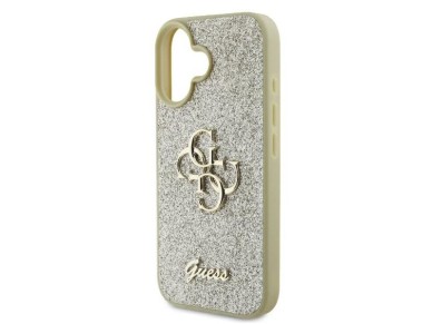 Capa Guess Fixed Glitter Big 4G para iPhone 16 Plus - Dourada Capa Guess Fixed Glitter Big 4G para iPhone 16 Plus - Dourada