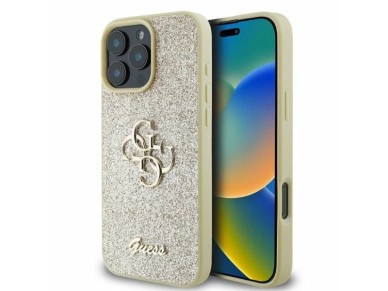 Guess Fixed Glitter Big 4G case for iPhone 16 Pro Max - gold Guess Fixed Glitter Big 4G case for iPhone 16 Pro Max - gold