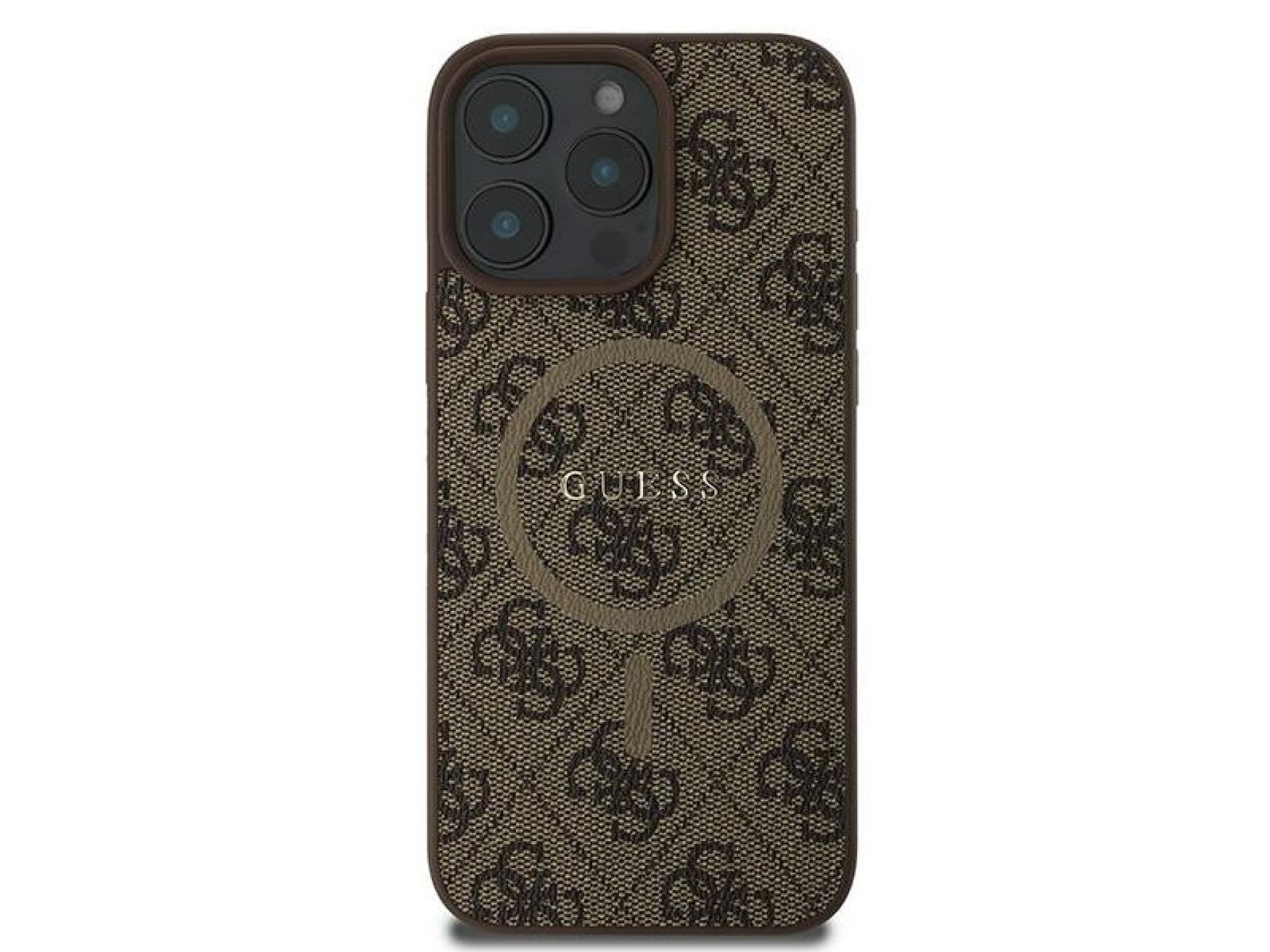 Capa Guess 4G Ring Classic Logo MagSafe para iPhone 16 Pro - Marrom